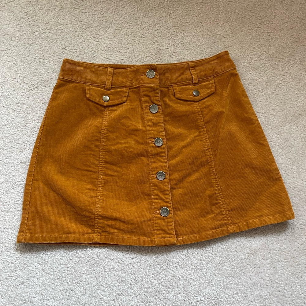 Rust Corduroy Mini Skirt